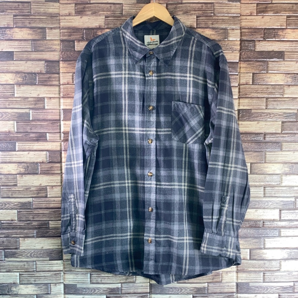 Field & Stream Flannel Button Up Shirt 2XL Black & Gray EUC